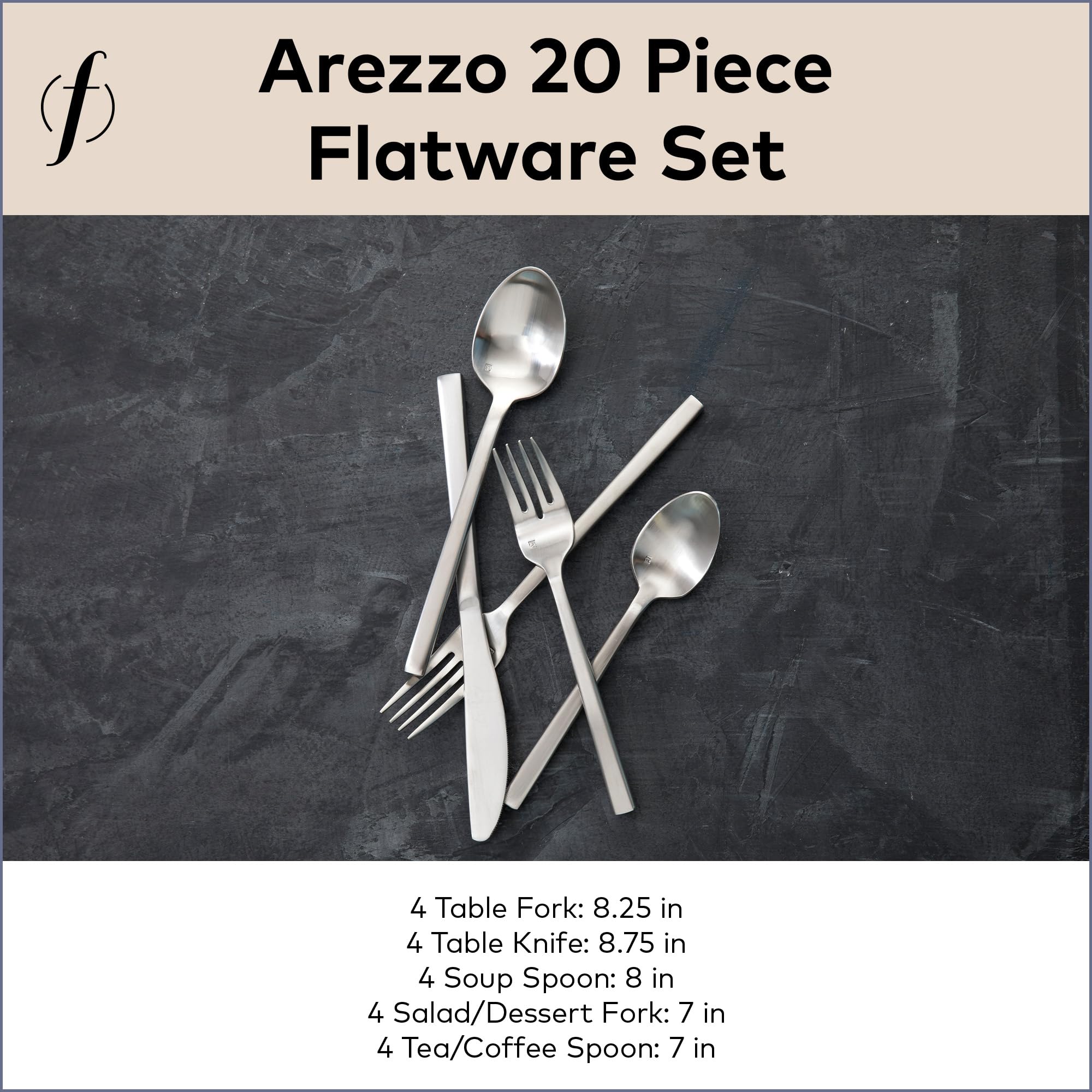 Amazon.com: FORTESSA Arezzo 18/10 Stainless Steel Flatware, 20